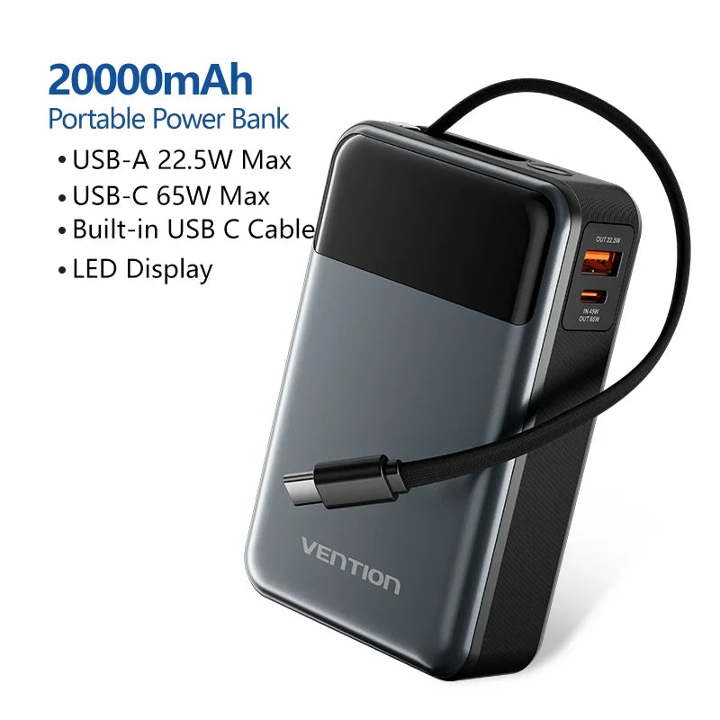 Fast Charging 65W Power Bank 20000mAh PD