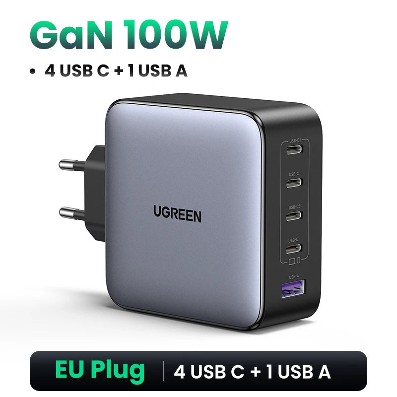 100W GaN Charger 5 Ports USB C Charger