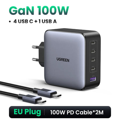 100W GaN Charger 5 Ports USB C Charger