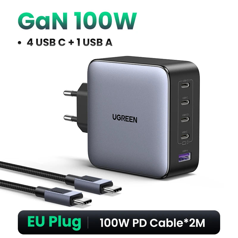 100W GaN Charger 5 Ports USB C Charger