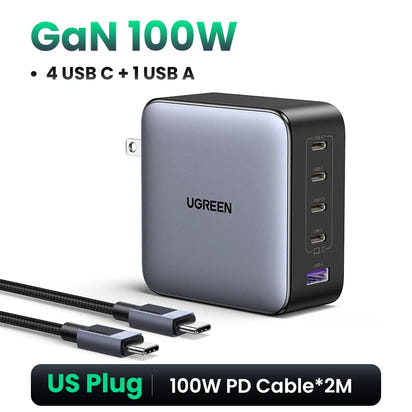 100W GaN Charger 5 Ports USB C Charger