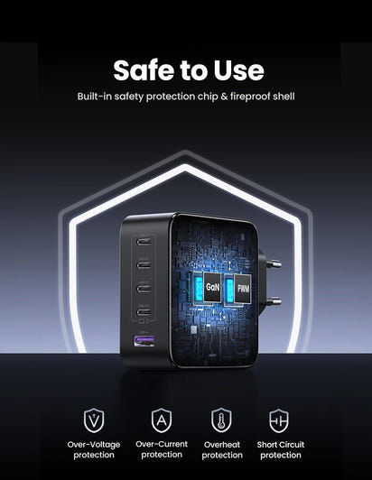 100W GaN Charger 5 Ports USB C Charger