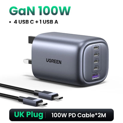 100W GaN Charger 5 Ports USB C Charger
