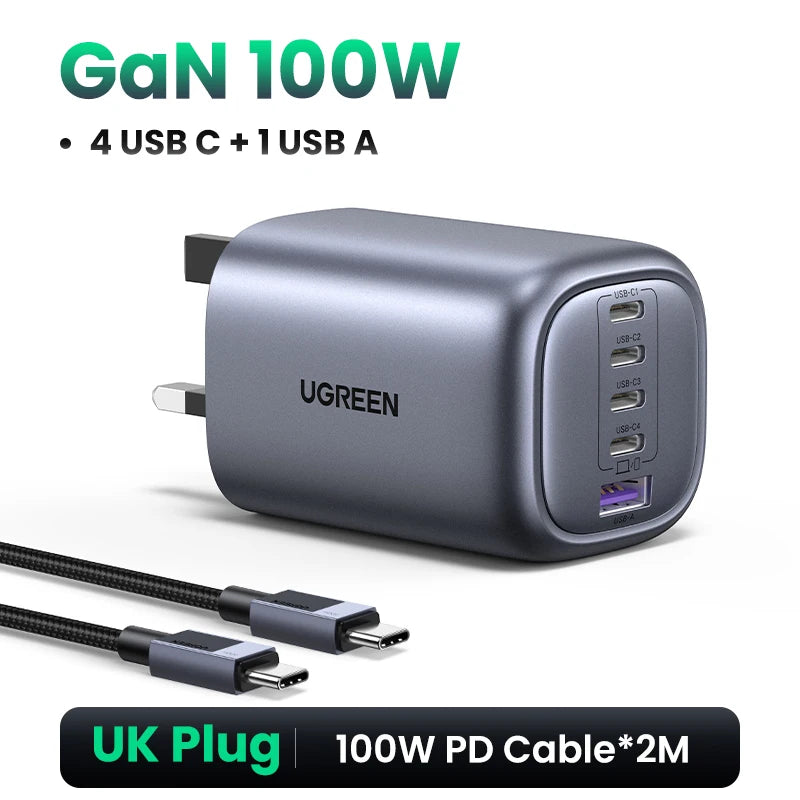 100W GaN Charger 5 Ports USB C Charger