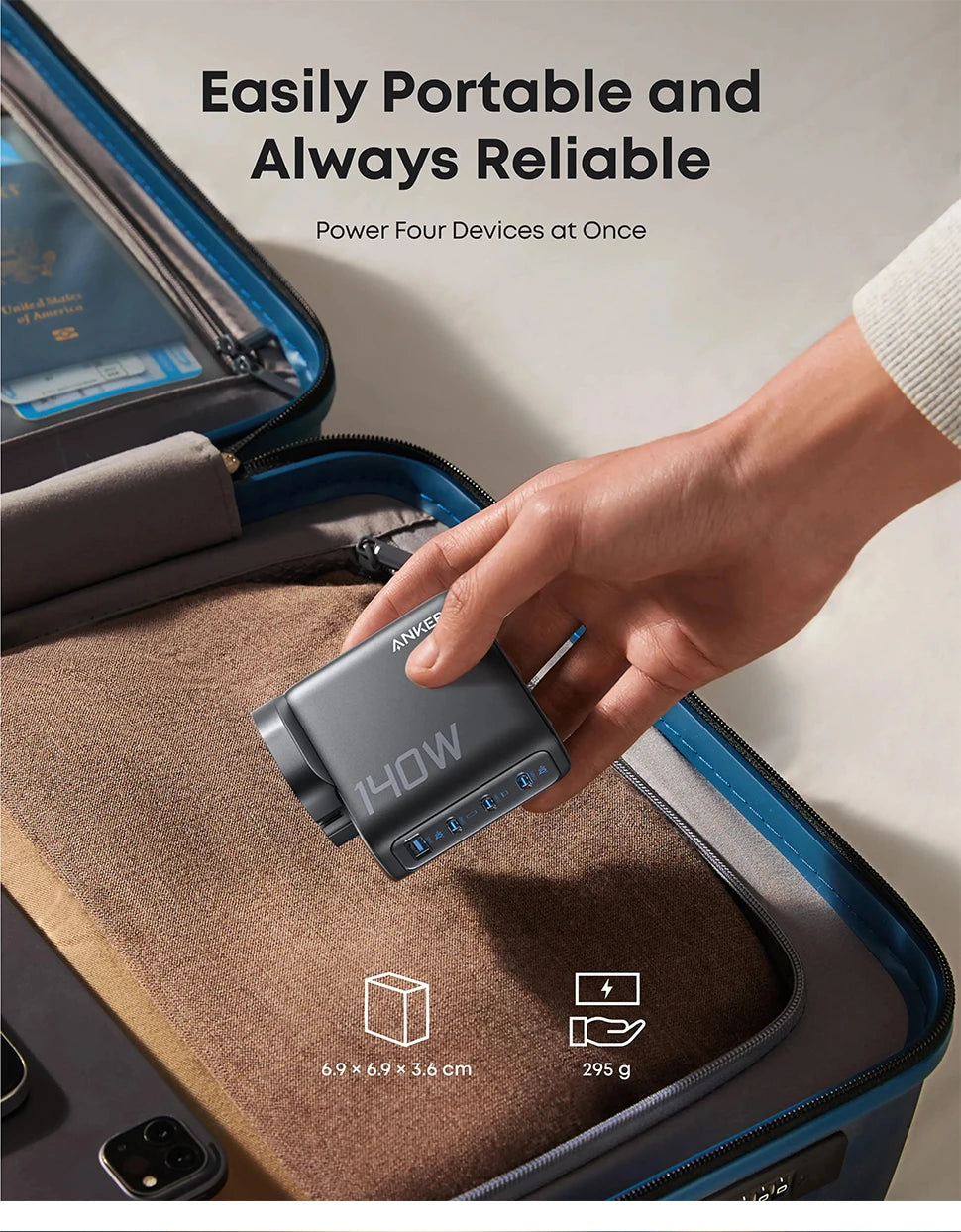 140W USB C  Multi-Device Fast Charging 4-Port Charger