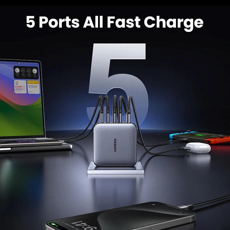 100W GaN Charger 5 Ports USB C Charger