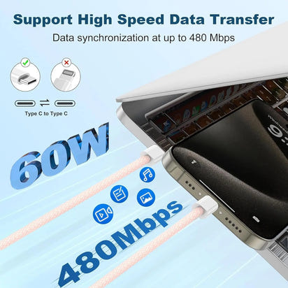 Dual Type C PD1™ 60W Fast Charging USB C Cable