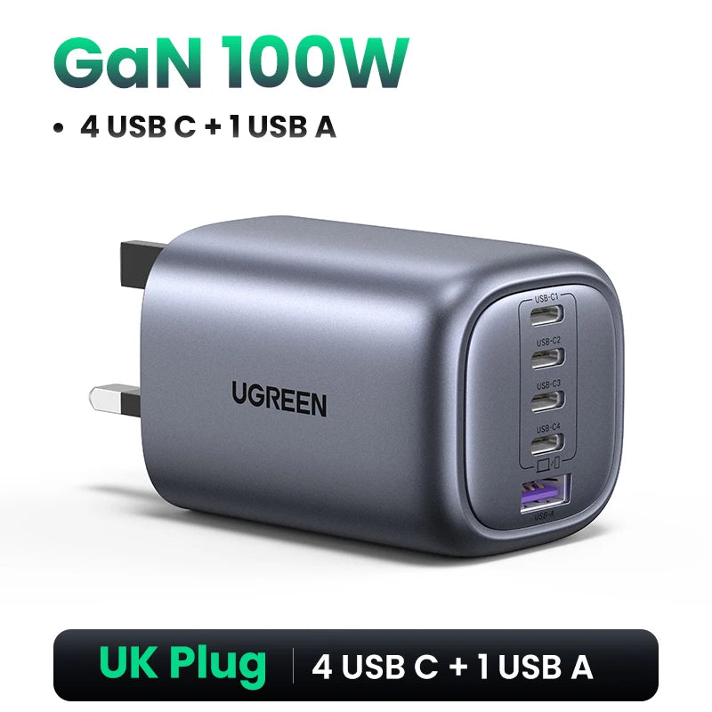 100W GaN Charger 5 Ports USB C Charger