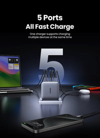 100W GaN Charger 5 Ports USB C Charger