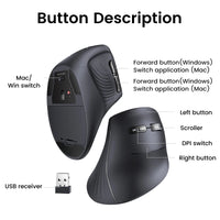 UGREEN Wireless Bluetooth 5.0 Vertical Mouse for MacBook Tablet Laptops Computer PC Mice