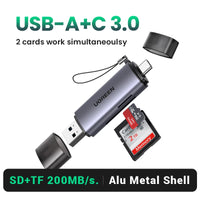 UGREEN USB A&C 2-in-1 Card Reader For Phone Laptops and Tablets.