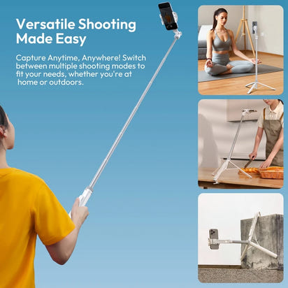 1.44M Overhead Vlogging Selfie Stick Tripod with Magnetic Clamp