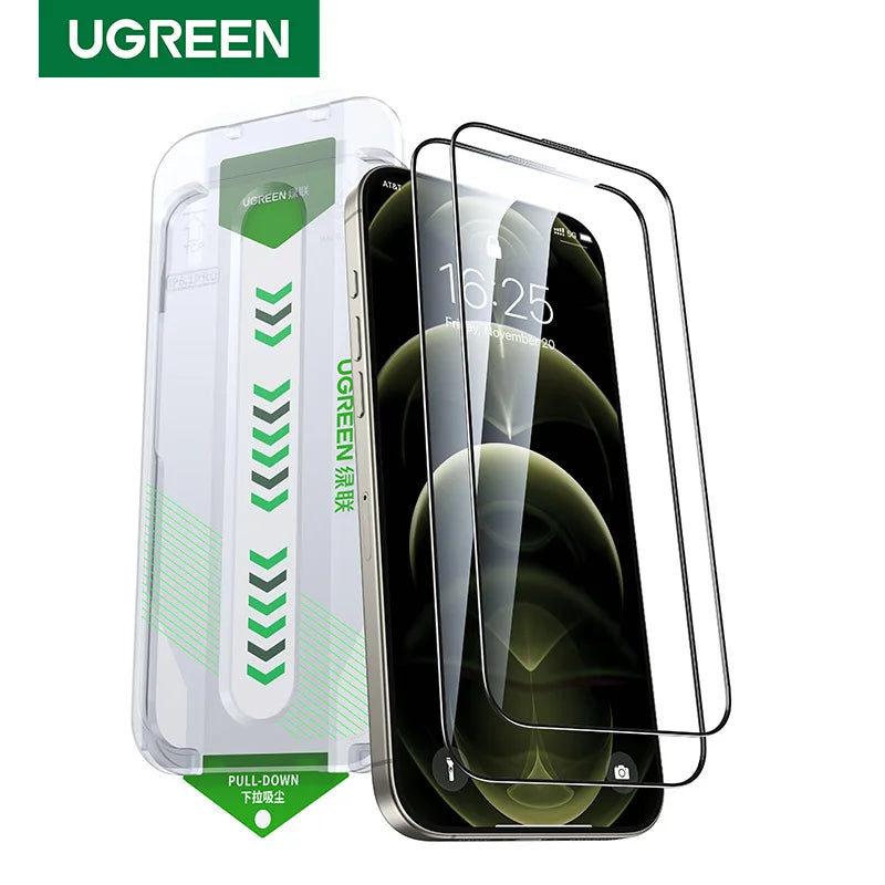 UGREEN 2PCS Automatic Dust-free Tempered Glass Screen Protector For iPhone 17 Pro Max