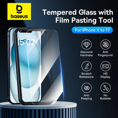 Baseus Tempered Glass Screen Protector for iPhone 17 16 Pro Max 15 14 13 12 11