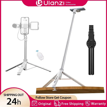 1.44M Overhead Vlogging Selfie Stick Tripod with Magnetic Clamp