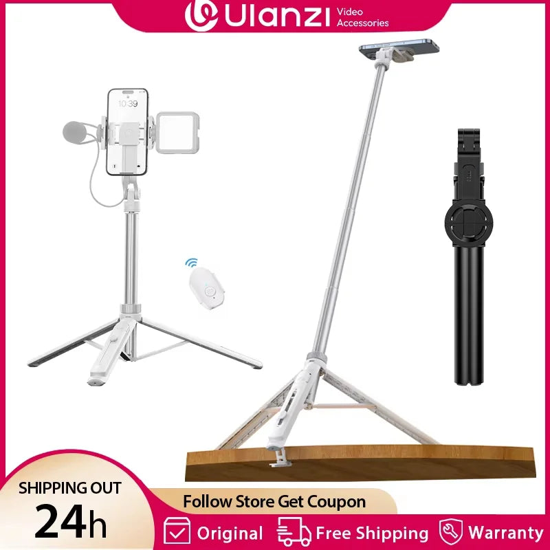 1.44M Overhead Vlogging Selfie Stick Tripod with Magnetic Clamp
