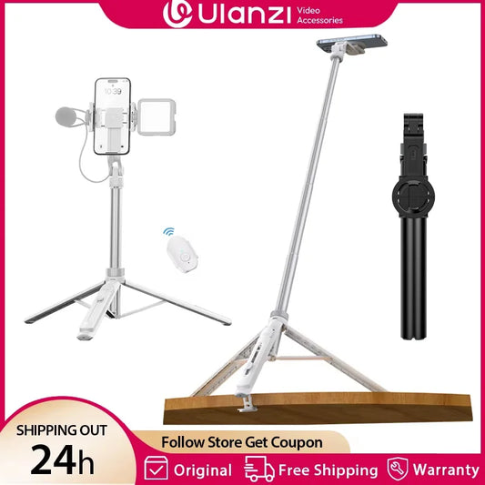 1.44M Overhead Vlogging Selfie Stick Tripod with Magnetic Clamp