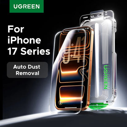 UGREEN 2PCS Automatic Dust-free Tempered Glass Screen Protector For iPhone 17 Pro Max