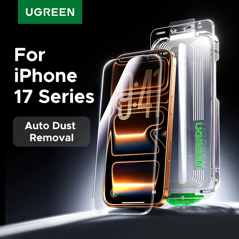 UGREEN 2PCS Automatic Dust-free Tempered Glass Screen Protector For iPhone 17 Pro Max