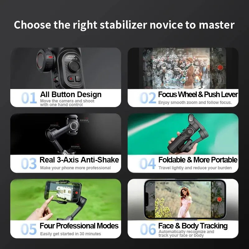 3-Axis Handheld Vlogging Gimbal Stabilizer for Smartphone